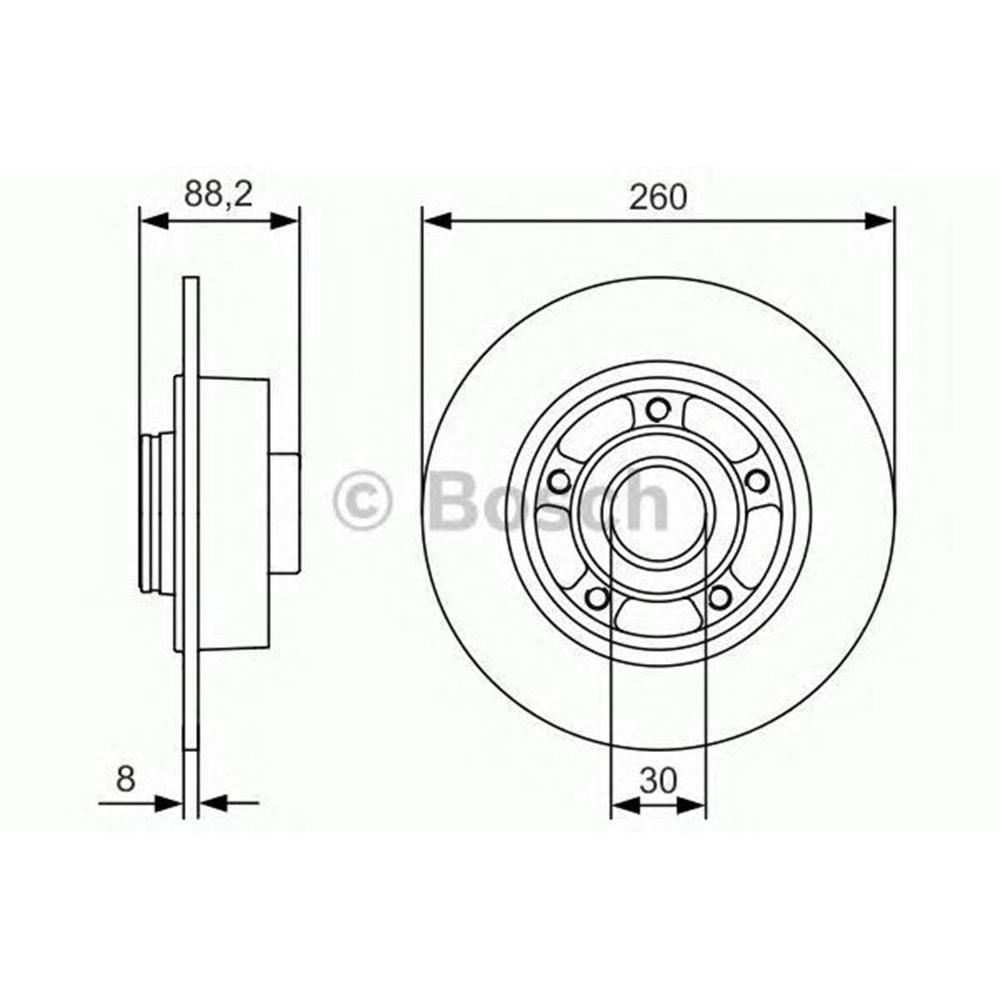 Fren Diski Renault Megane Poryalı Rulmanlı Arka - 260 MM - Bosch