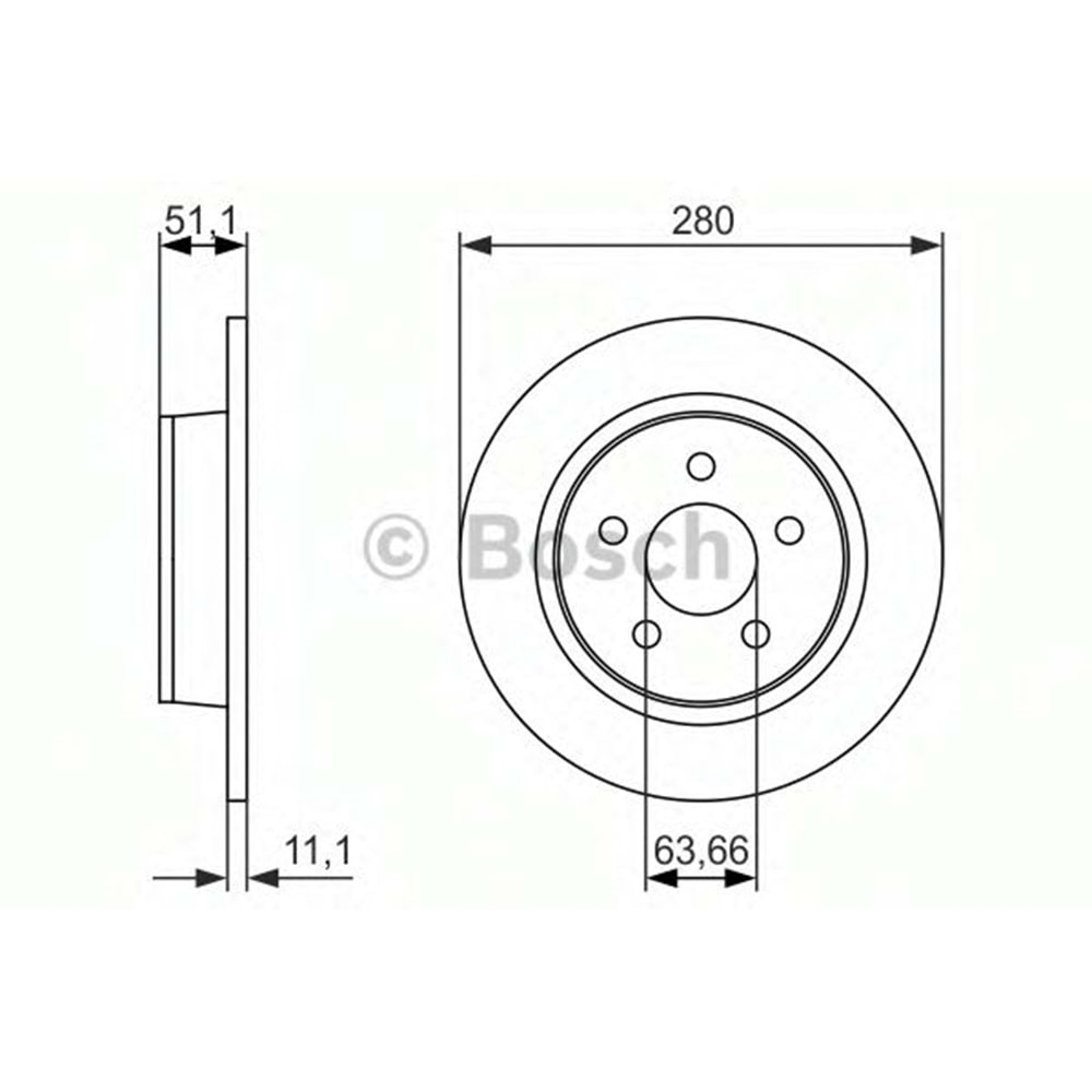 Fren Diski Ford Kuga II, Connect, C-Max Arka - 280 MM - Bosch