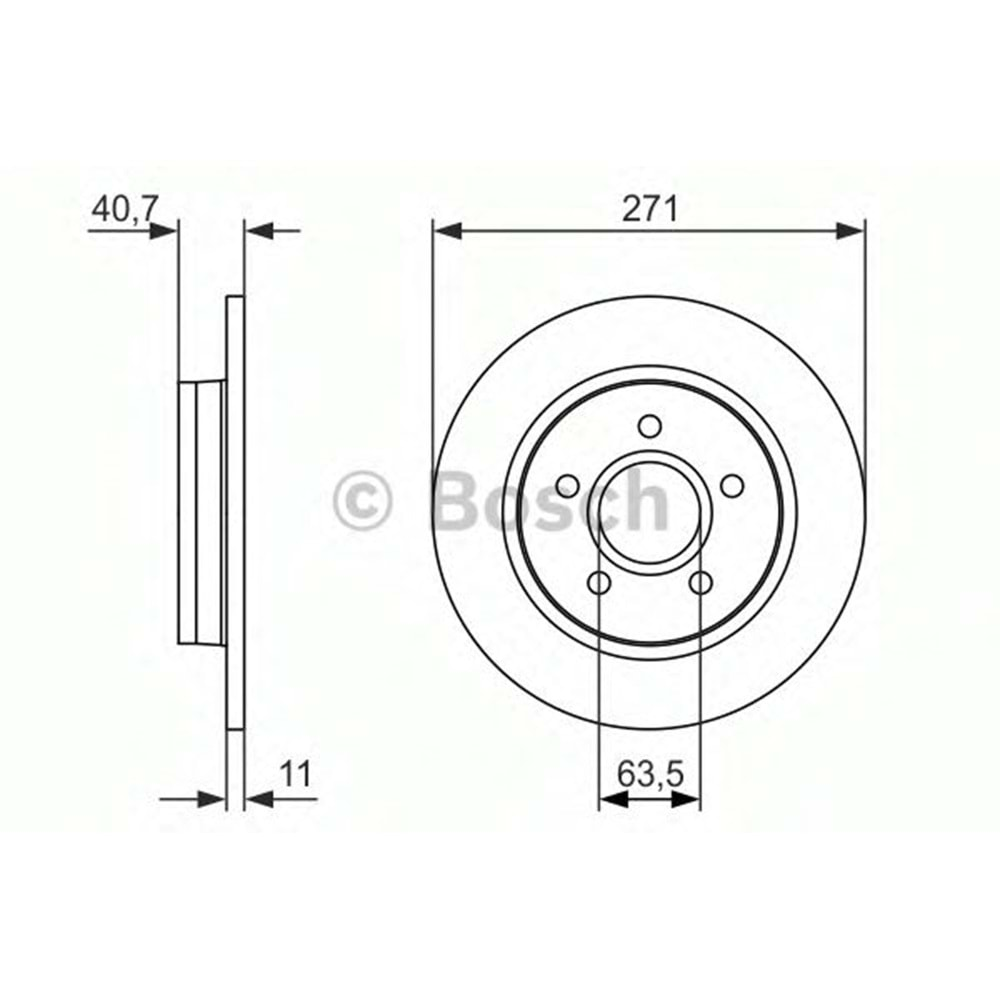 Fren Diski Ford Focus III 1,6 TDCİ Arka - 271 MM - BOSCH