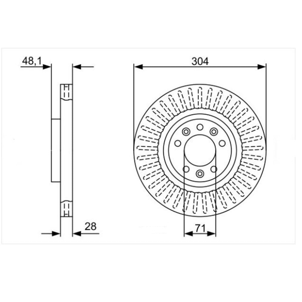 Fren Diski Fiat, Citroen, Peugeot, DS, Toyota, Opel, Iveco Ön - 304 mm - Bosch