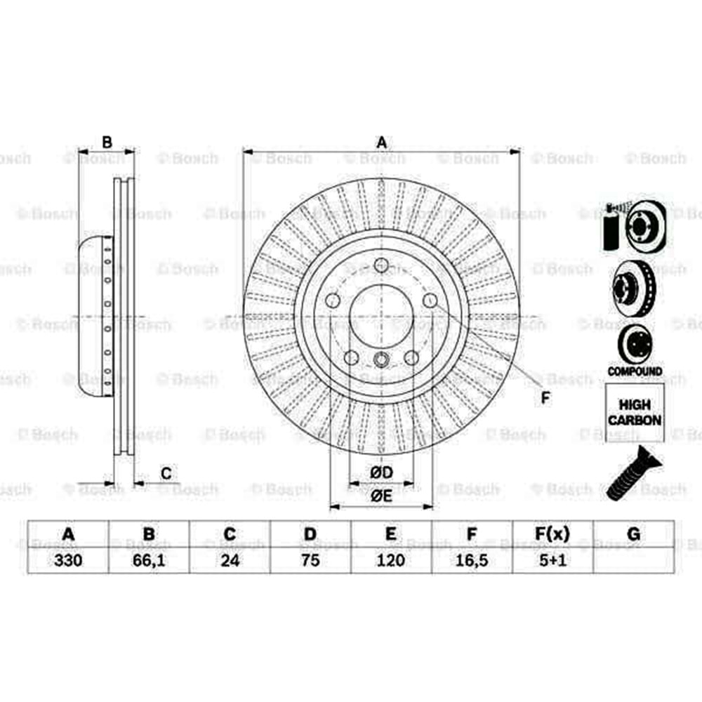 Fren Diski Bmw 5 Seri F10 Ön - 330 MM - Bosch