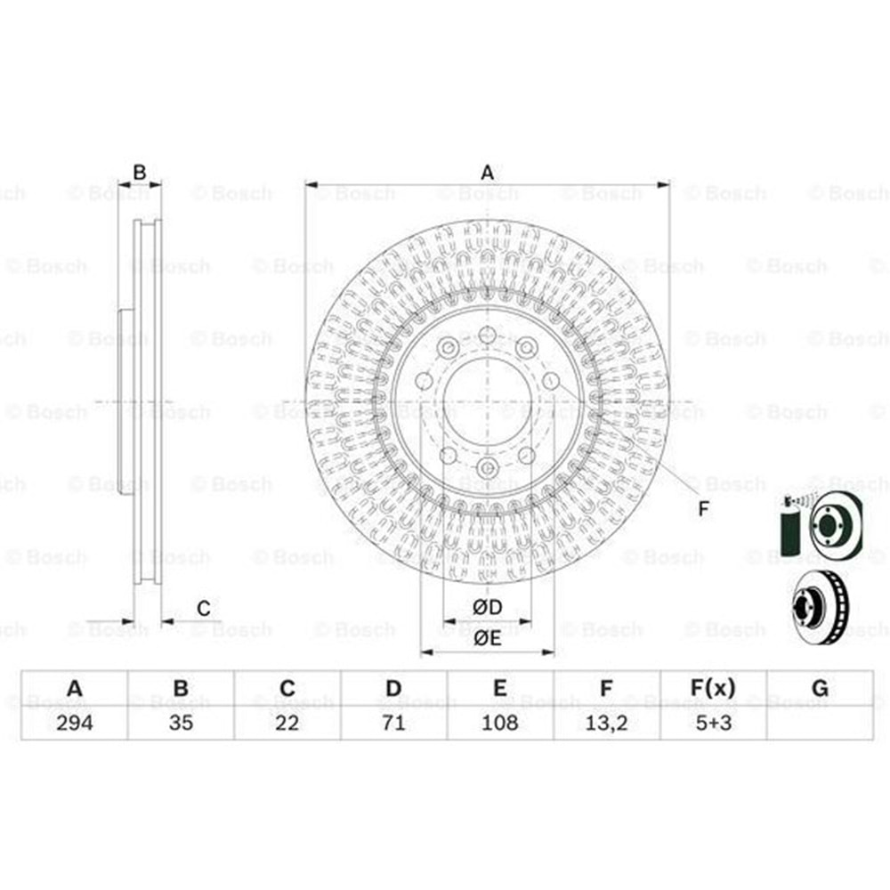 FREN DİSKİ PEUGEOT EXPERT, CİTROEN JUMPY ARKA - 294 mm - BOSCH