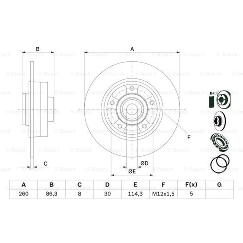 Fren Diski Renault Megane IV Rulmanlı arka - 260 mm - BOSCH