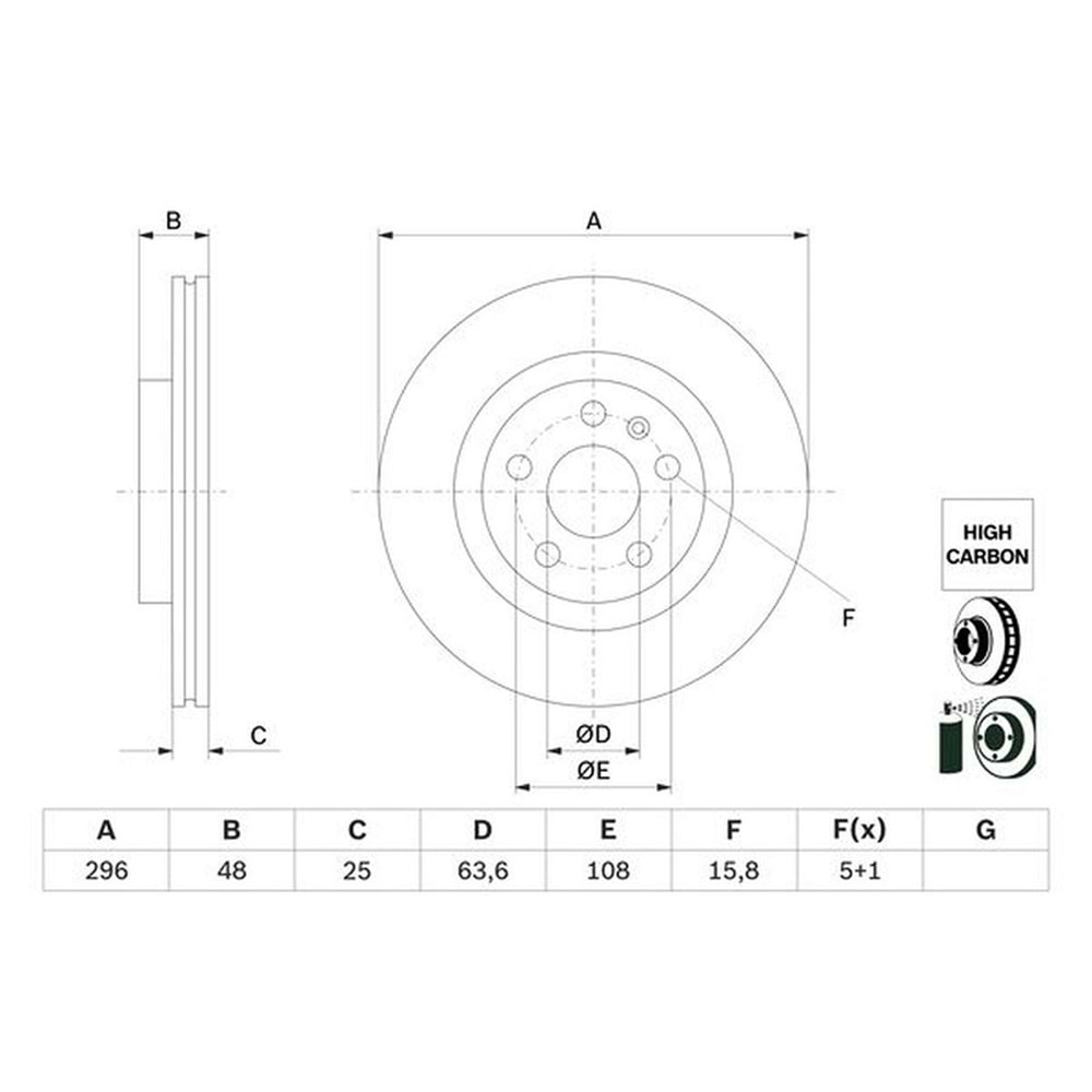 Fren Diski Volvo XC40 T3, D4, T4 187> Ön - 296 MM - Bosch