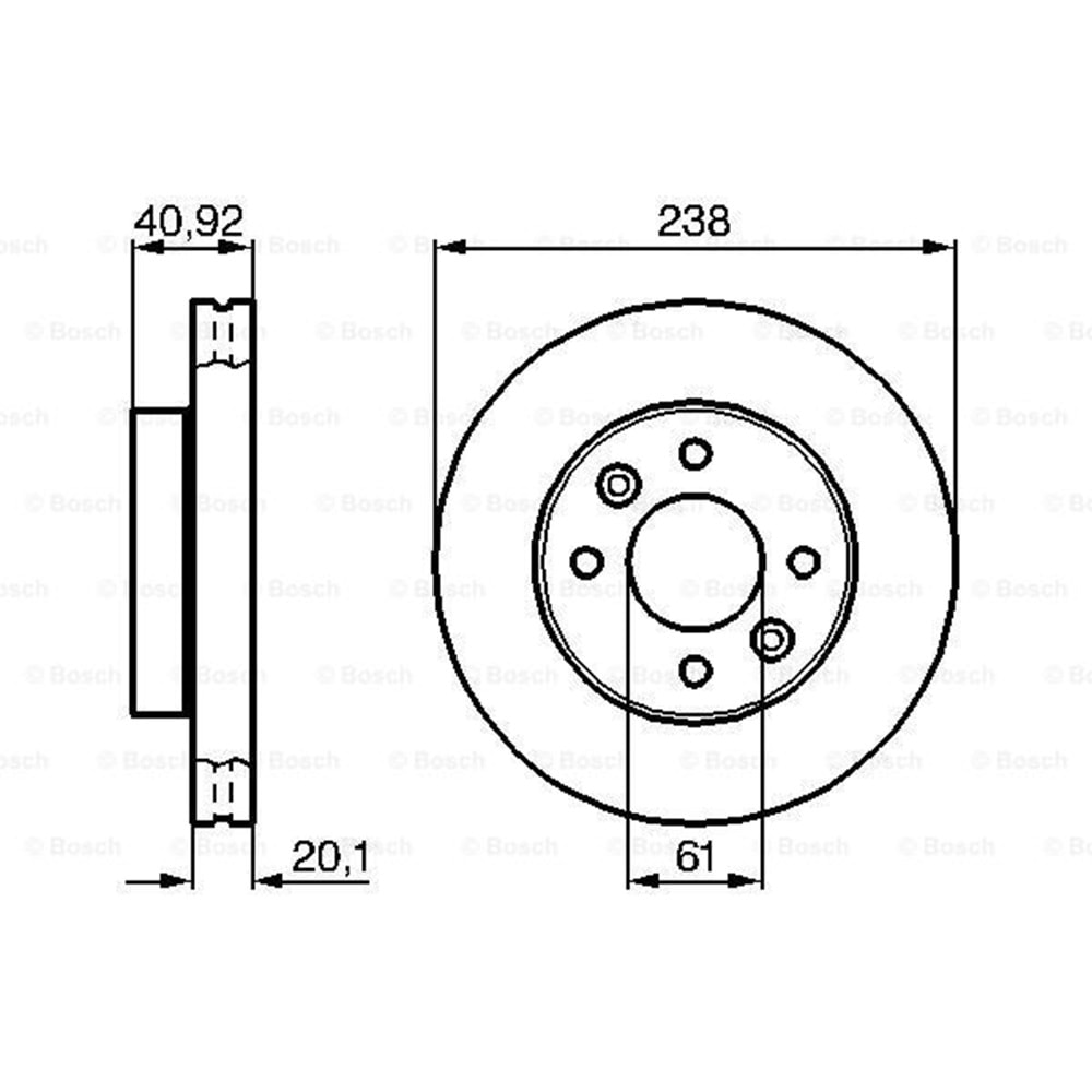 Fren Diski Renault Megane, Clio, Kango Ön - 238 MM - Bosch