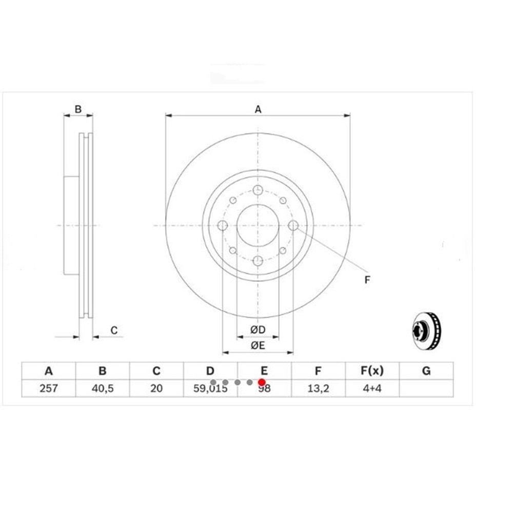 Fren Diski Fiat Albea, Linea, Doblo, Punto, Alfa 145 Ön - 257 MM - Bosch