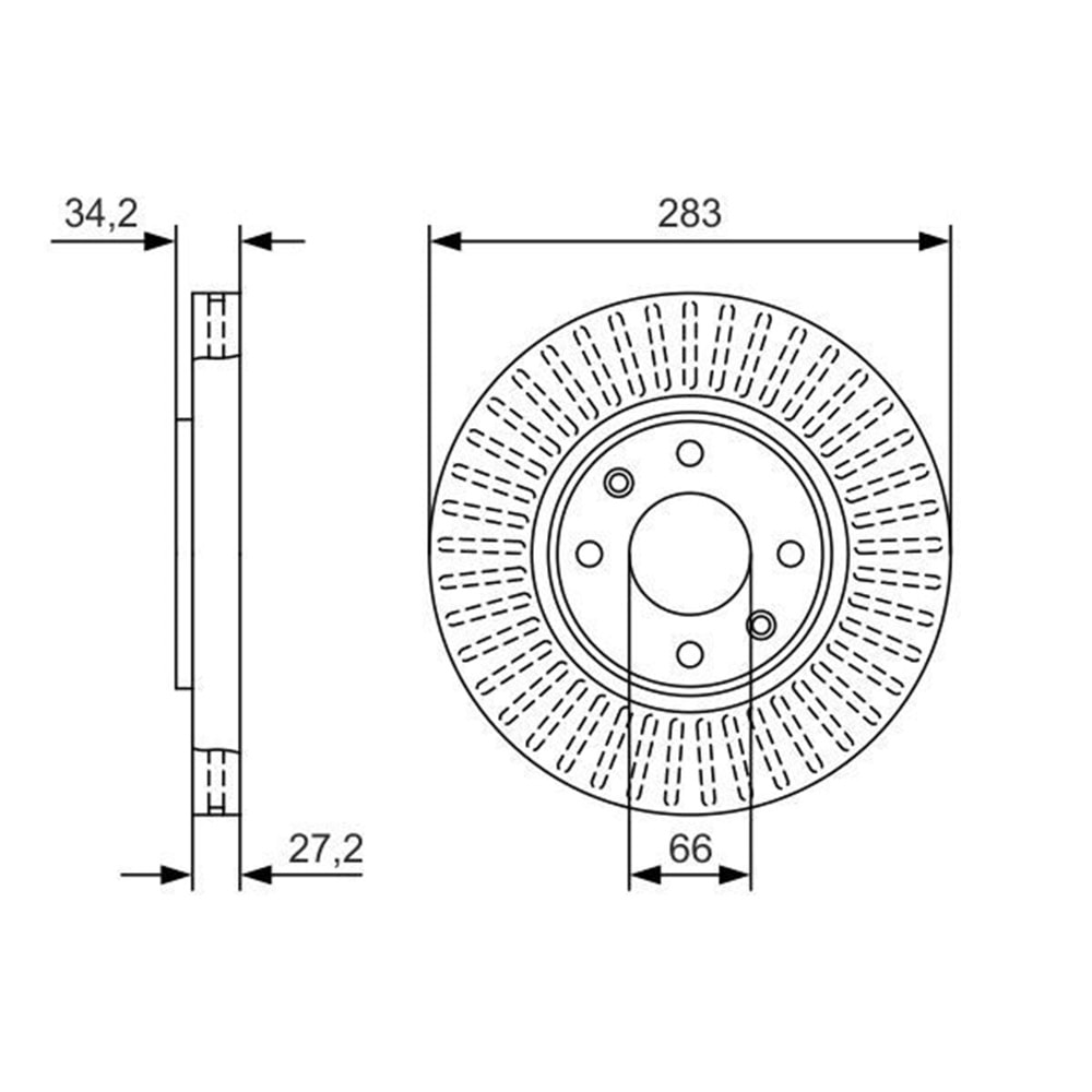 Fren Diski Peugeot 207, 307, 5008, Partner Tepee, Citroen C4, C5, Ds3, Ds4 Ön - 283 mm - Bosch