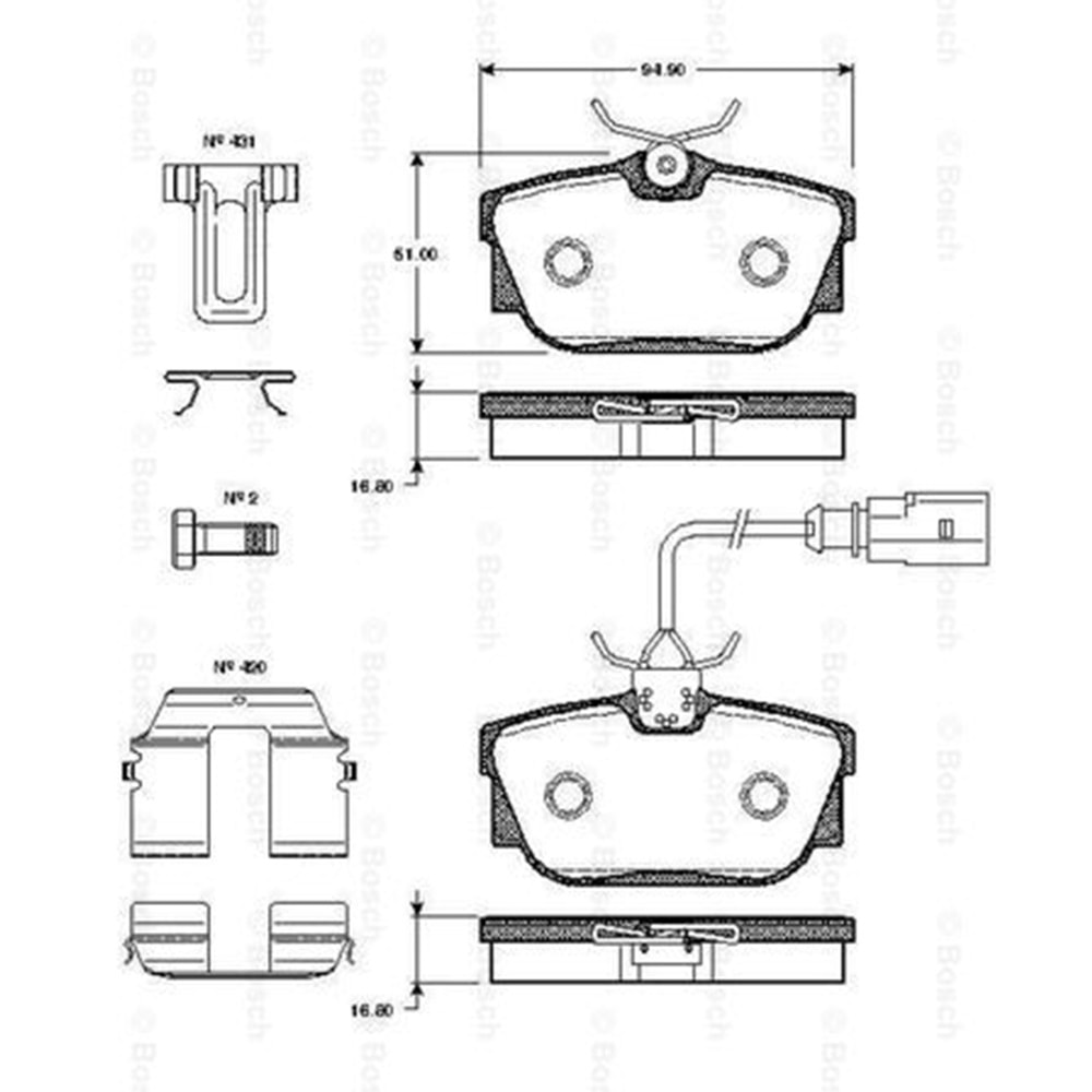 Disk Balata Vw T4, Sharon Fişli Arka - Bosch