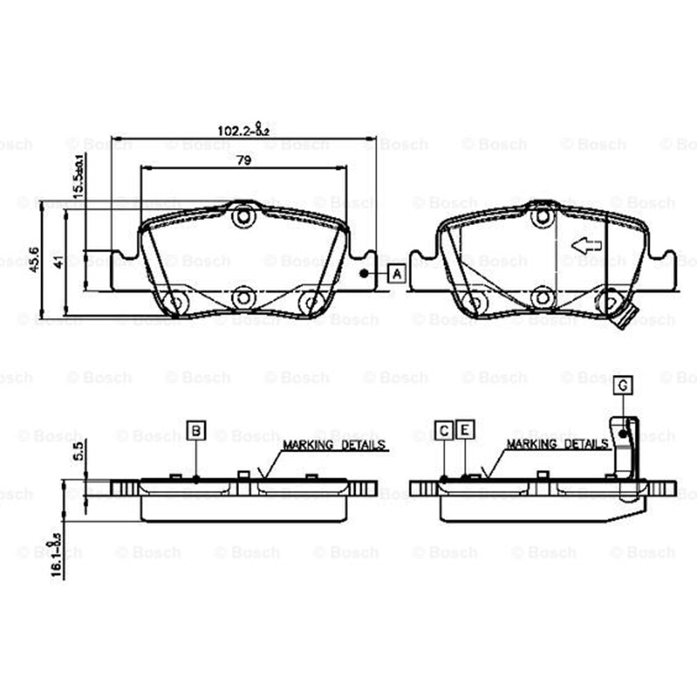 Disk Balata Toyota Auris 07-15 1.4 D4D, Auris 1,6 Arka - Bosch