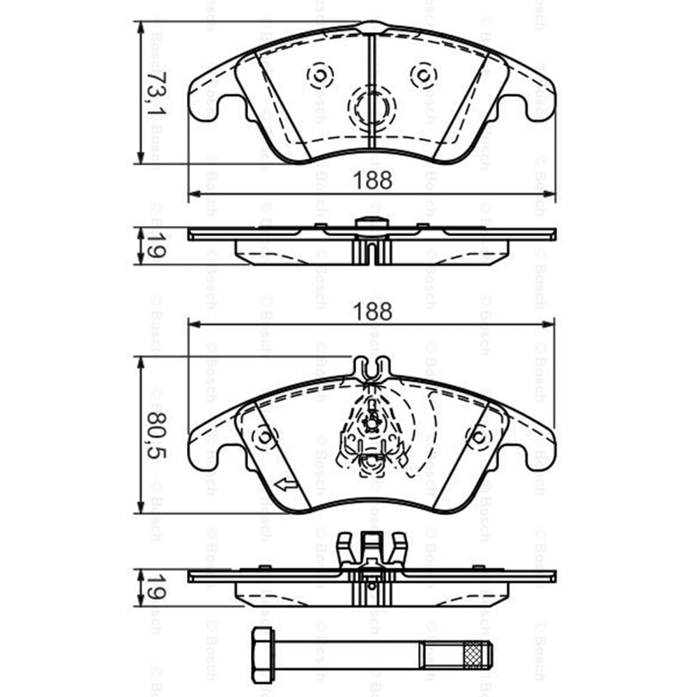 Disk Balata Mercedes E250, 212, C Serisi Ön - Bosch