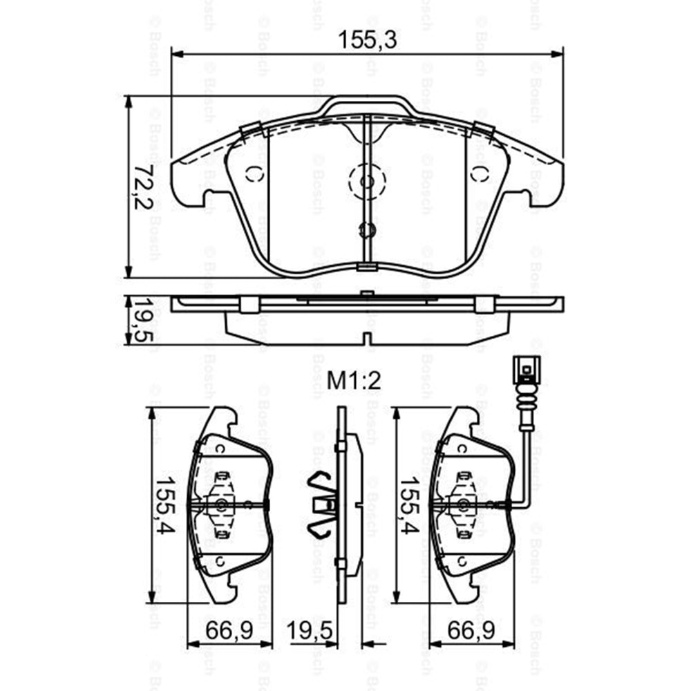 Disk Balata Vw Tiguan, Sharan, Seat Alhambra, Audi Q 3 Ön - Bosch