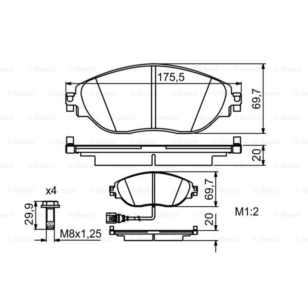 Disk Balata Vw Golf 7, Passat, Tiguan, Audi A3 Ön - Bosch