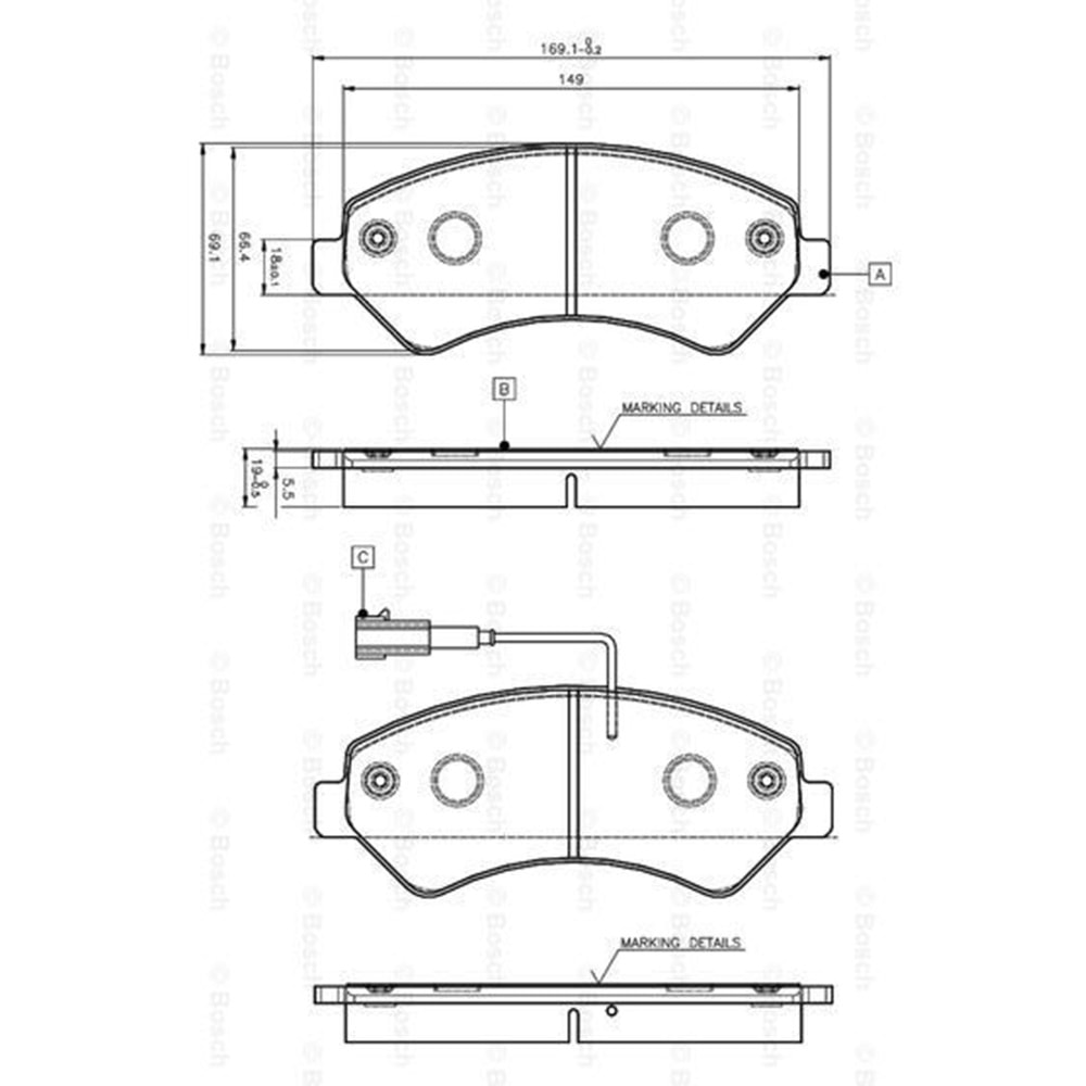 Disk Balata Fiat Ducato, Peugeot Boxer 3.0 HDİ , Citroen Jumper 2.2 HDİ Ön - Bosch