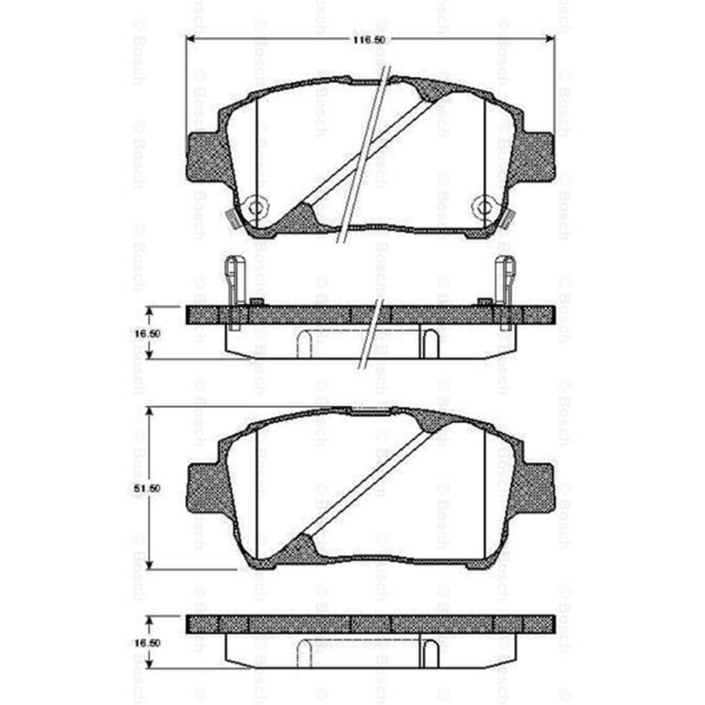 Disk Balata Toyota Corolla, Celica, Yaris Ön - Bosch