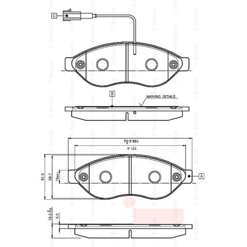 Disk Balata Fiat Ducato, Peugeot Boxer, Citroen Jumper Ön - Bosch