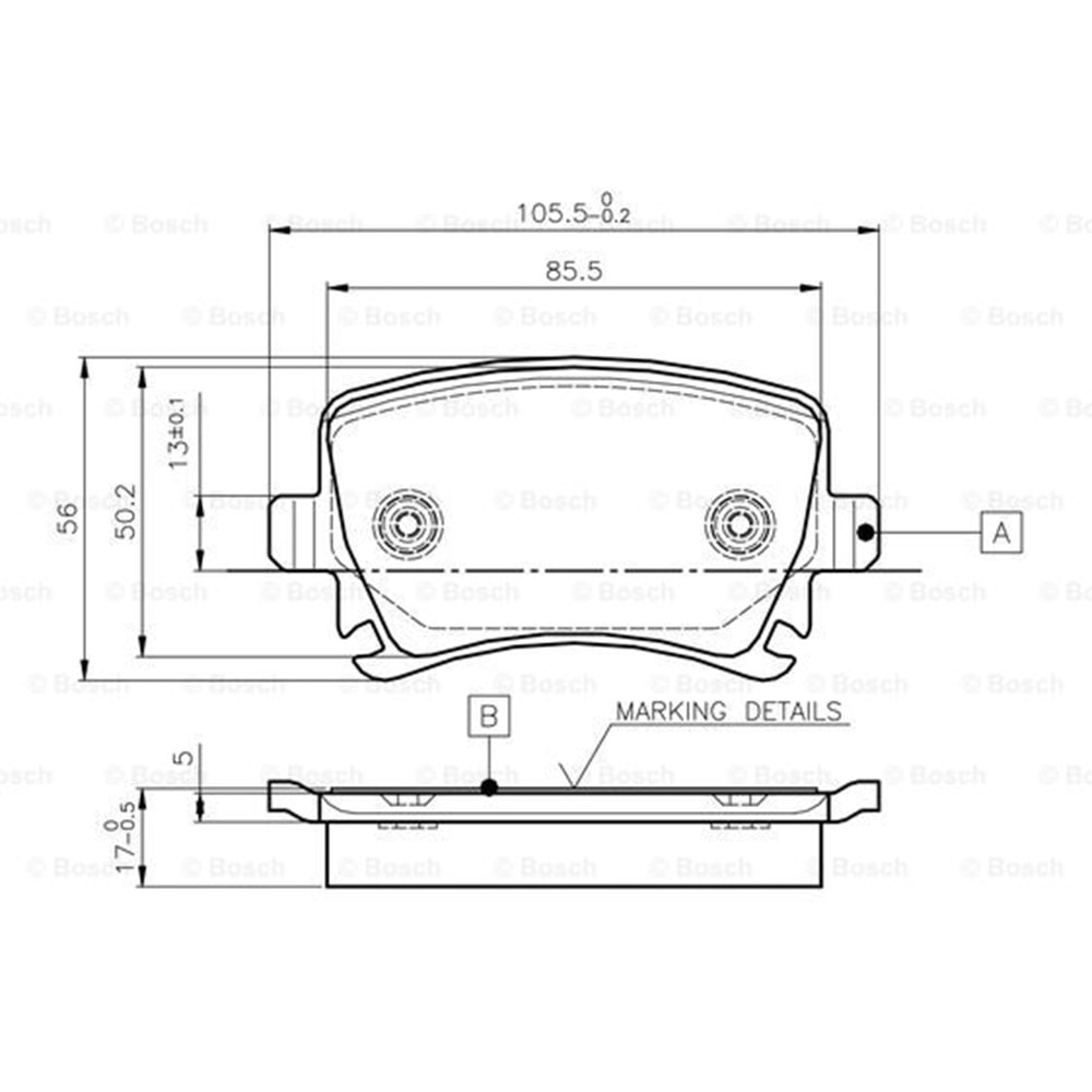 Disk Balata Vw Golf 5, Caddy 3, Audi Arka - Bosch