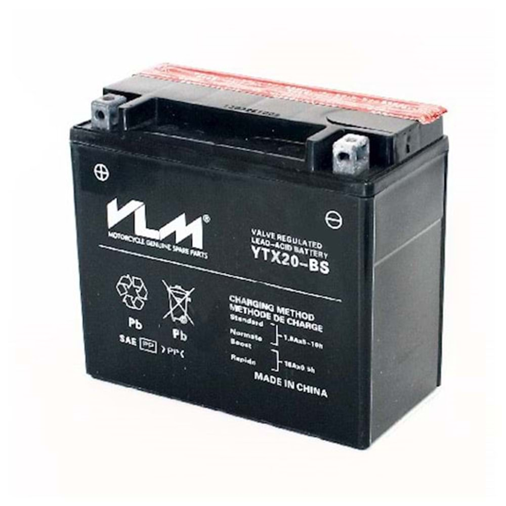 VLM YTX20-BS 12V-18 AMPER BAKIMSIZ AKÜ (+ KUTUP SOLDA)