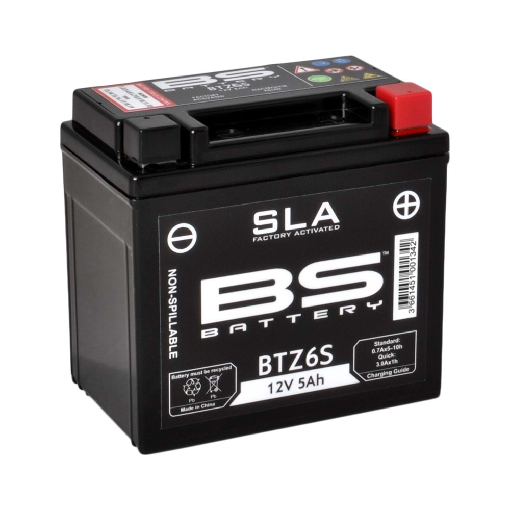 BS BTZ6S-BS (YTZ6S-BS) 12V-5 AMPER 90 CCA BAKIMSIZ AKÜ SUZUKİ GSX-R 125, GSX-X 125