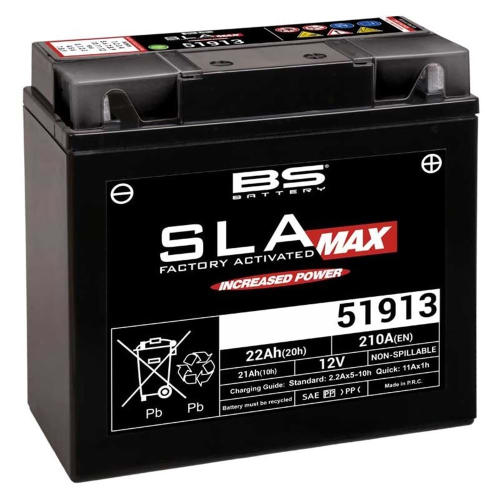 BS 51913 SLA MAX 12V-22 AMPER 210 CCA BAKIMSIZ AKÜ K1100, K1200, R1150, R850