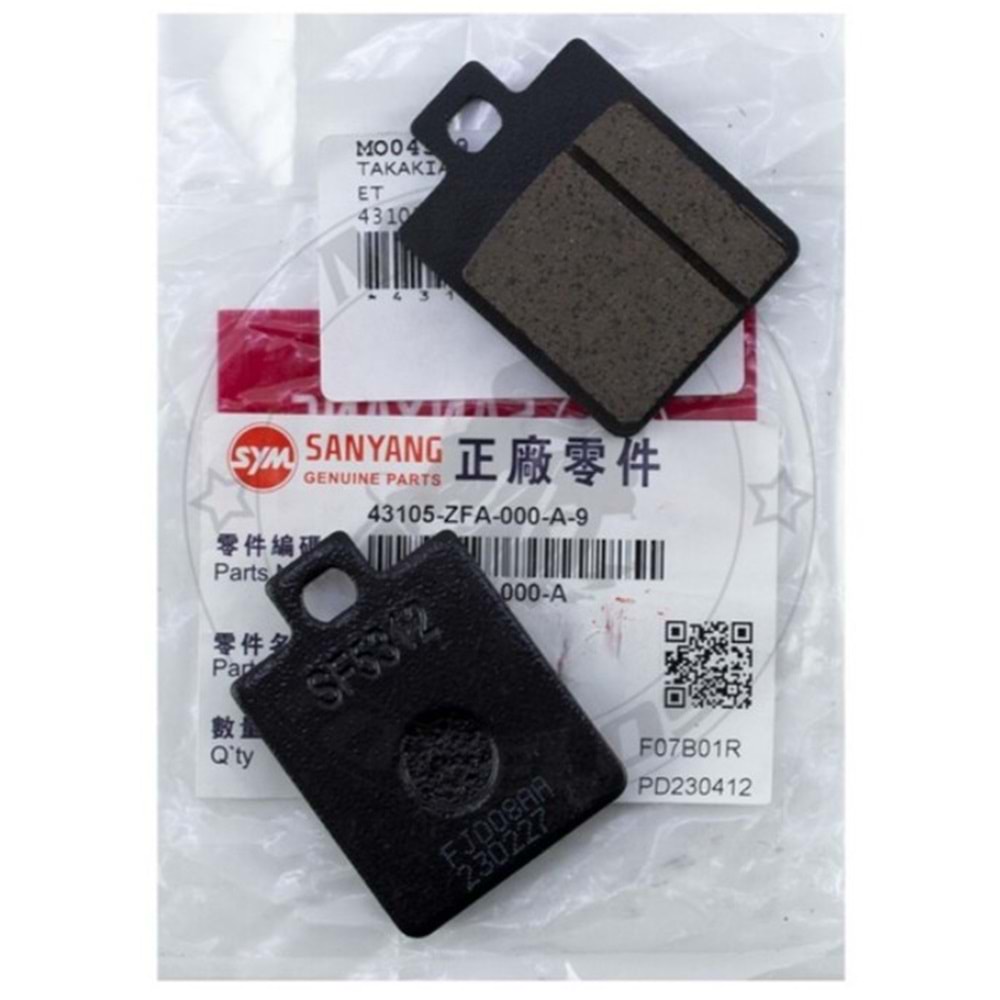 SYM 4310C-ZFA-000-A FREN BALATASI DISK BALATA ARKA SET JET X 125 E5+Plus JETX125 JETX125 E5+Plus JET14