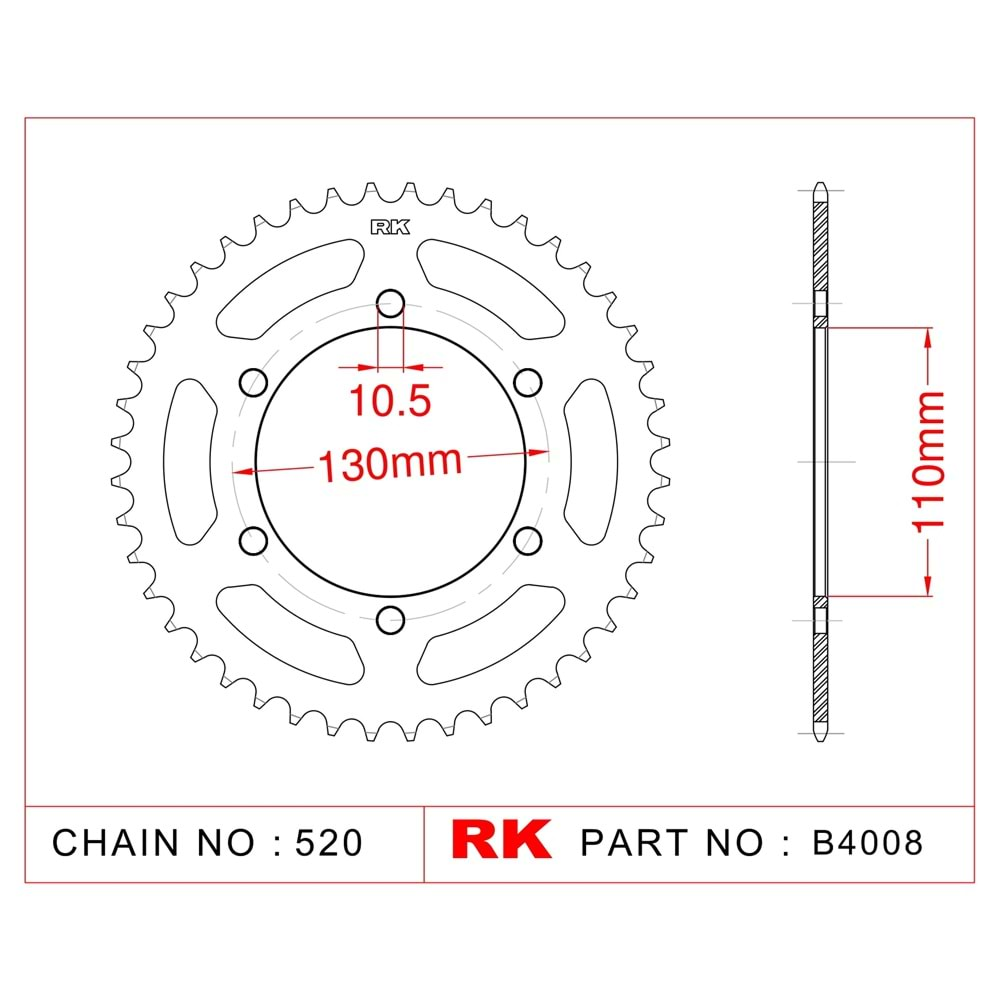 Rk Çelik Arka Dişli Çelik 43T Yamaha Mt-25 16-17, Yzf-R 25 15-18