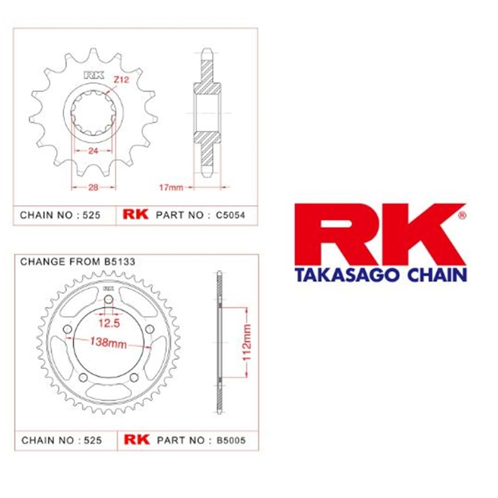 Rk Dişli Seti Honda Cbf 600 Na 04-07, Cbf 600 F 04-07, Cbf 600 S 04-07, Cbf 600 04-06, Cbf 600 N 04-07, Cbf 600 Sa 04-07*