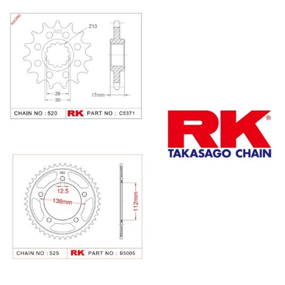 Rk Dişli Seti Honda Cbf 600 S 08-10, Cbr 900 Rr Abs 96-99*