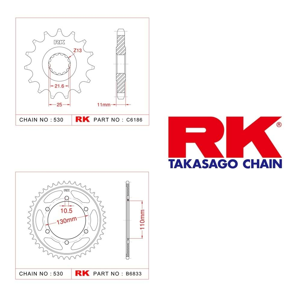 Rk Dişli Seti Yamaha Fz 6 N 04 Ve Sonrası, Fz 6 S 04 Ve Sonrası, Fz 6 Fazer 04-07*