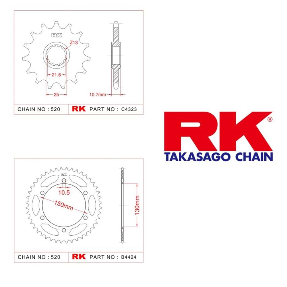 Rk Dişli Seti Yamaha Xj 600 S Dıversıon 09-15, Xj 6 N Dıversıon 09-15, Xj 6 09-15, Xj 6 N 09-15, Cj 600 S 09-15*