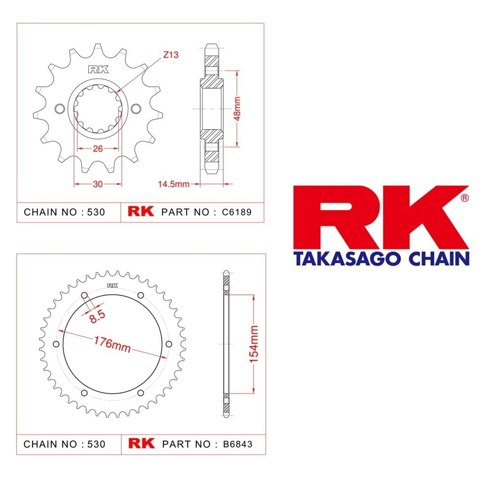 Rk Dişli Seti Yamaha Yzf R 6 03-05, Yzf R 6 S 06-10*