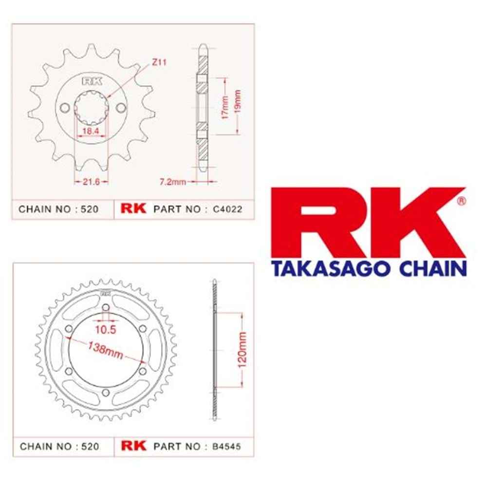 Rk Dişli Seti 38T-14T Honda Cbr 250 R 11-13, Cbr 250 R Abs 11-13*