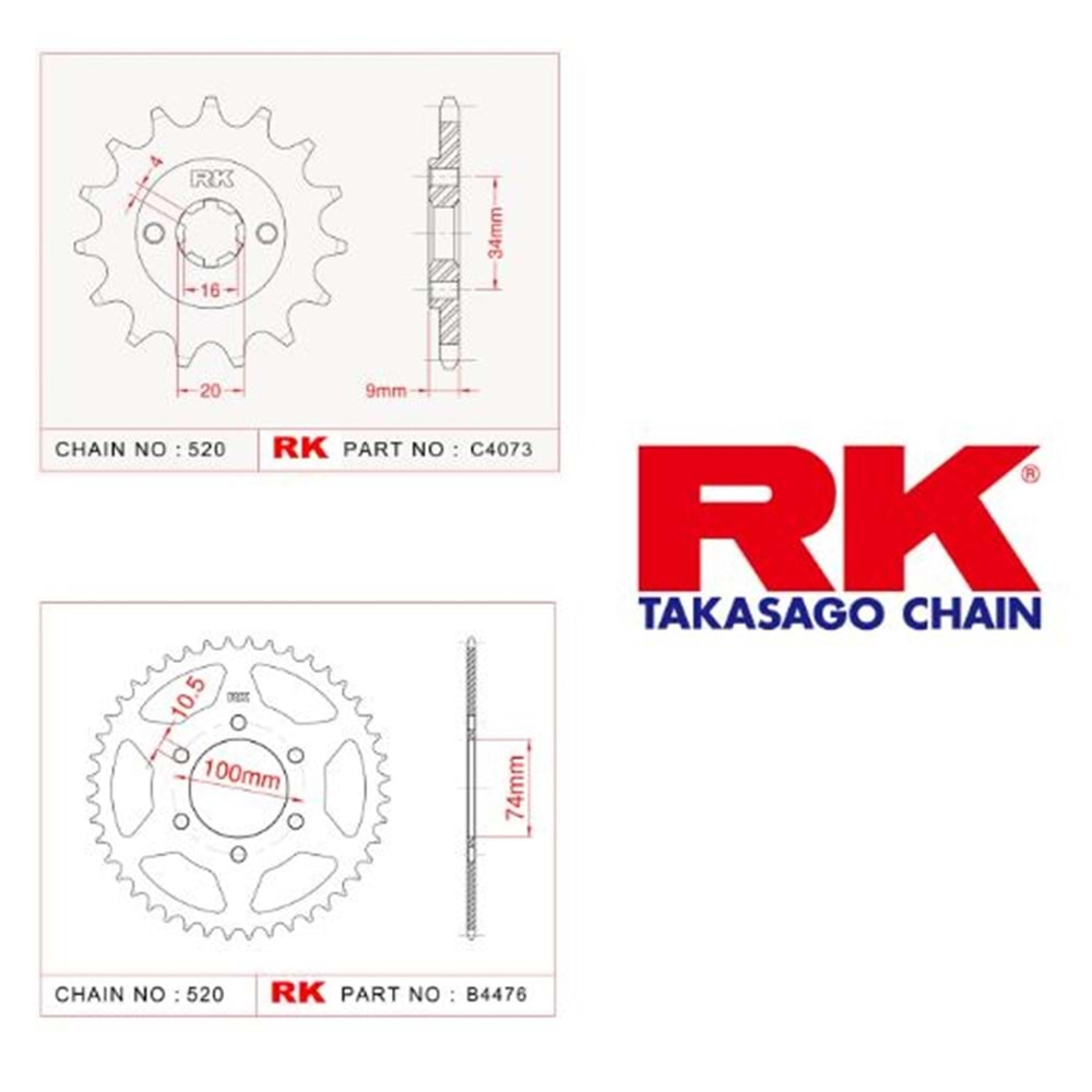 Rk Dişli Seti Hyosung Gv 250, Aquıla 250 04-15*