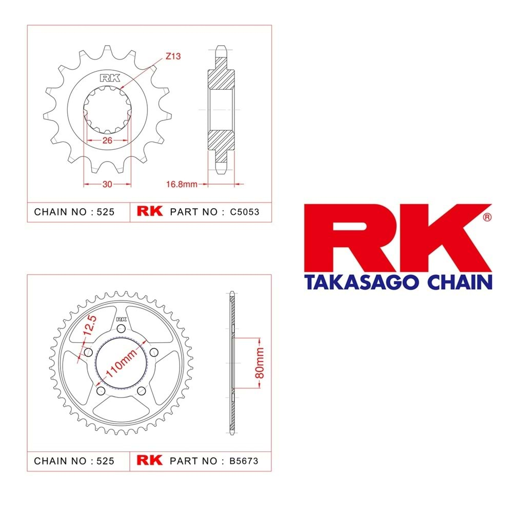 Rk Dişli Seti Honda Crf 1000 L Afrika Twin 16-18, Crf 1100 Afrika Twin 20-21 - Rk*