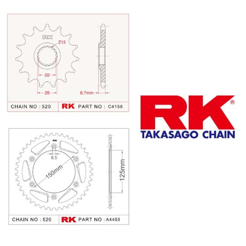 Rk Dişli Seti Ktm Exc 250 05-17, Exc-F 250 10-16*