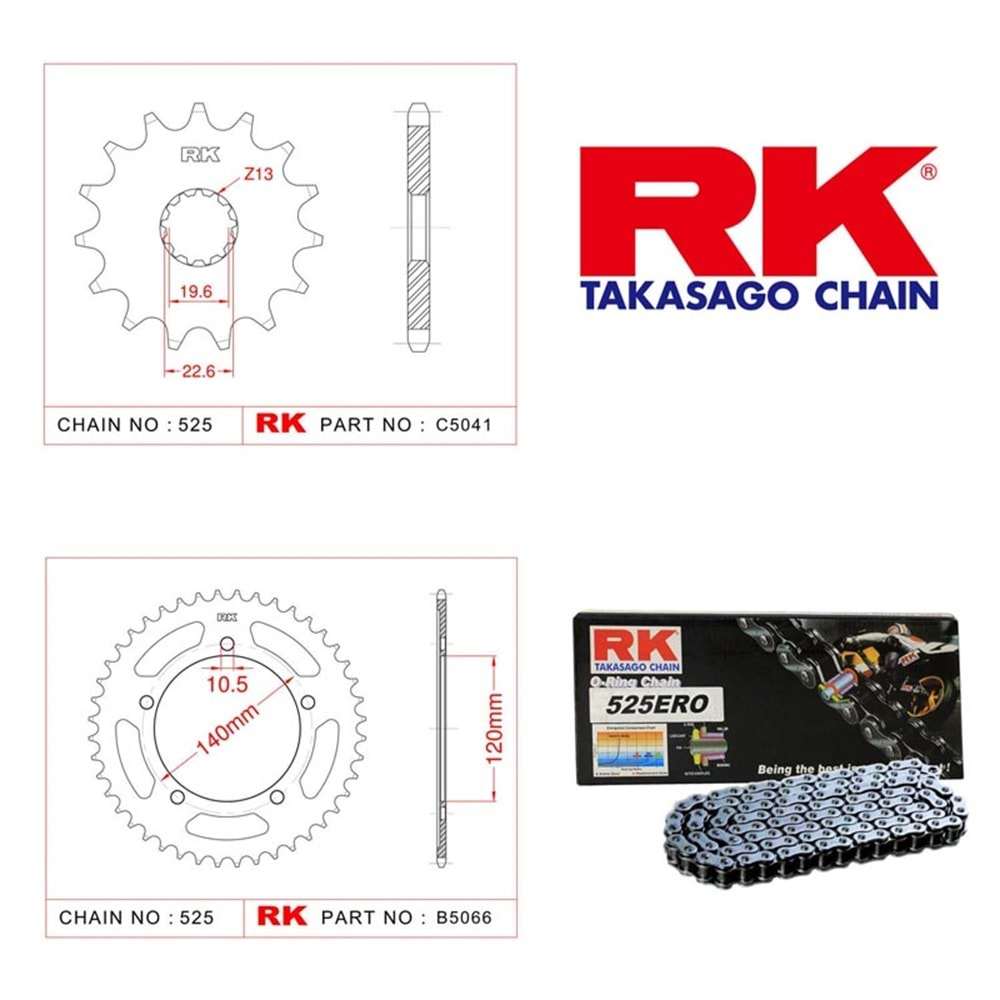 Rk Zincir Dişli Seti Suzuki Dl 650 Xt 15-17, Dl 650 V-Strom 07-17