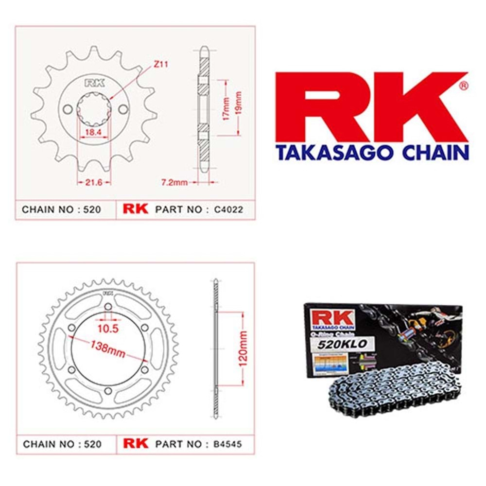 Rk Zincir Dişli Seti Honda Cbr 250 R 11-13