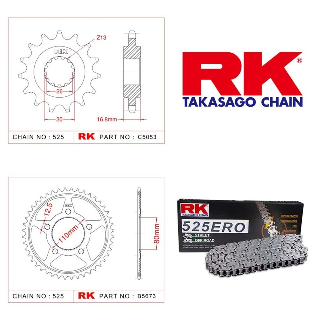 Rk Zincir Dişli Seti Honda Crf 1000 L, Afrıca Twın 16-18