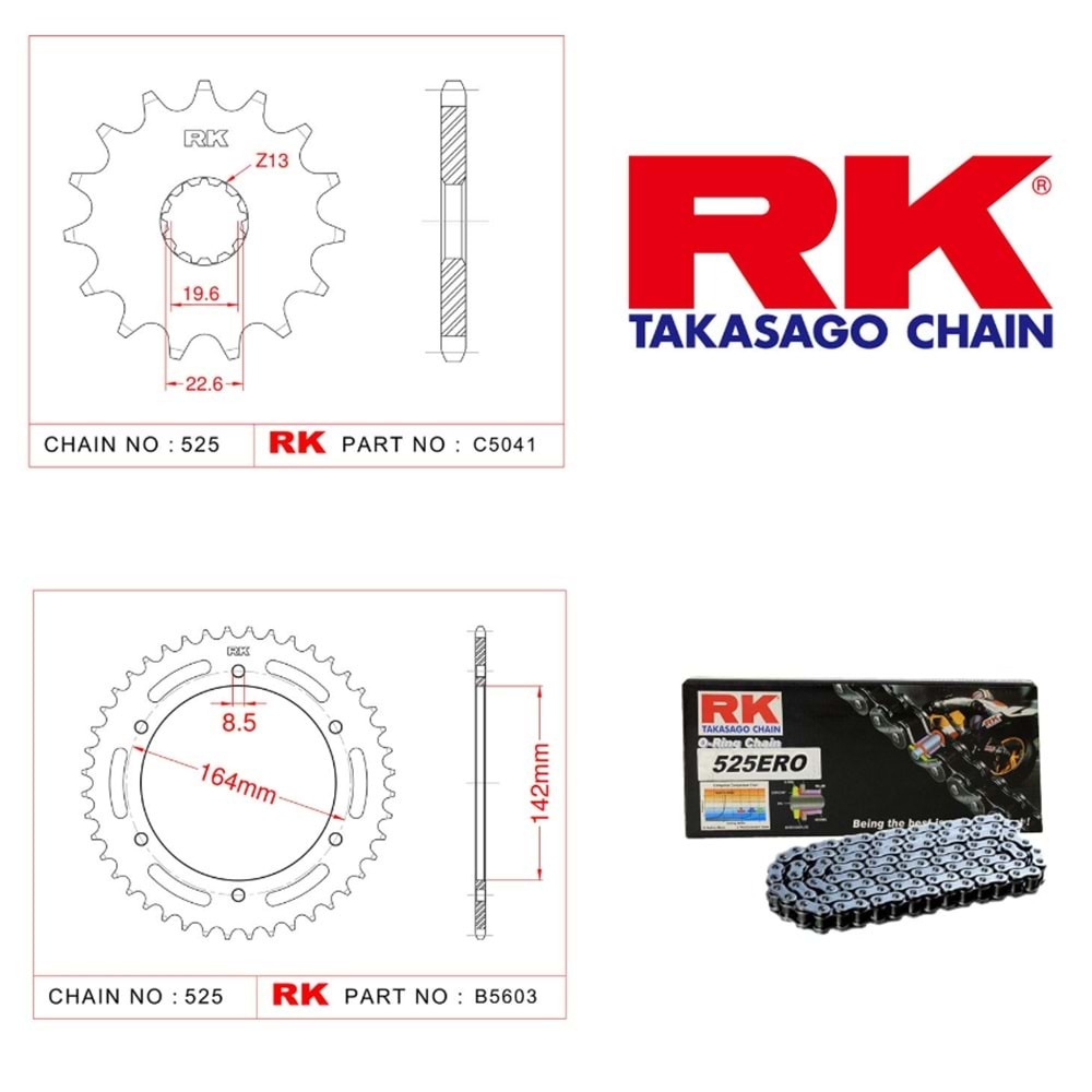 Rk Zincir Dişli Seti Hyosung Gt 650 Efi 05-15