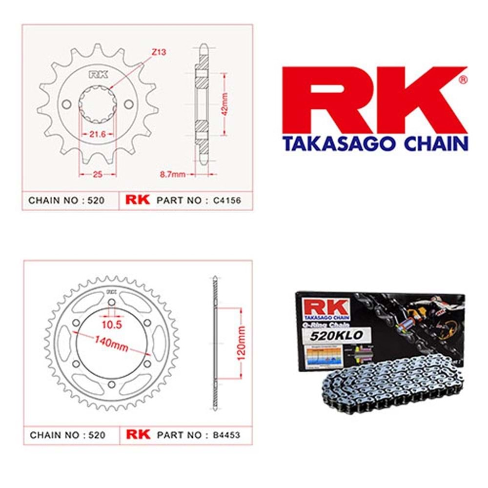 Rk Zincir Dişli Seti Kawasaki En 500 94-99