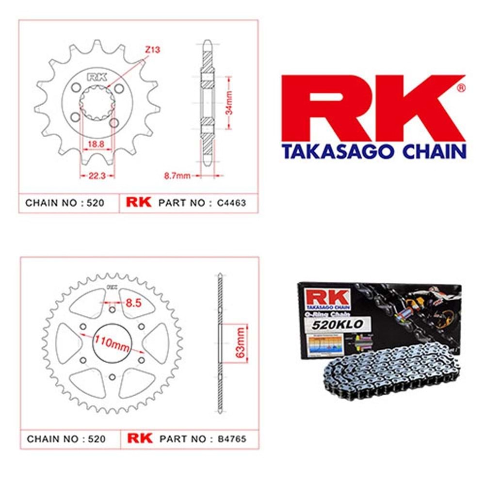 Rk Zincir Dişli Seti Ktm Duke 390, Rc390 13-16