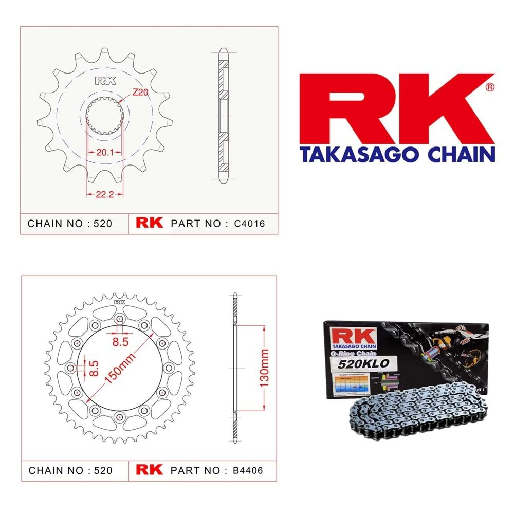 Rk Zincir Dişli Seti Yamaha Wr 250 R 08-16