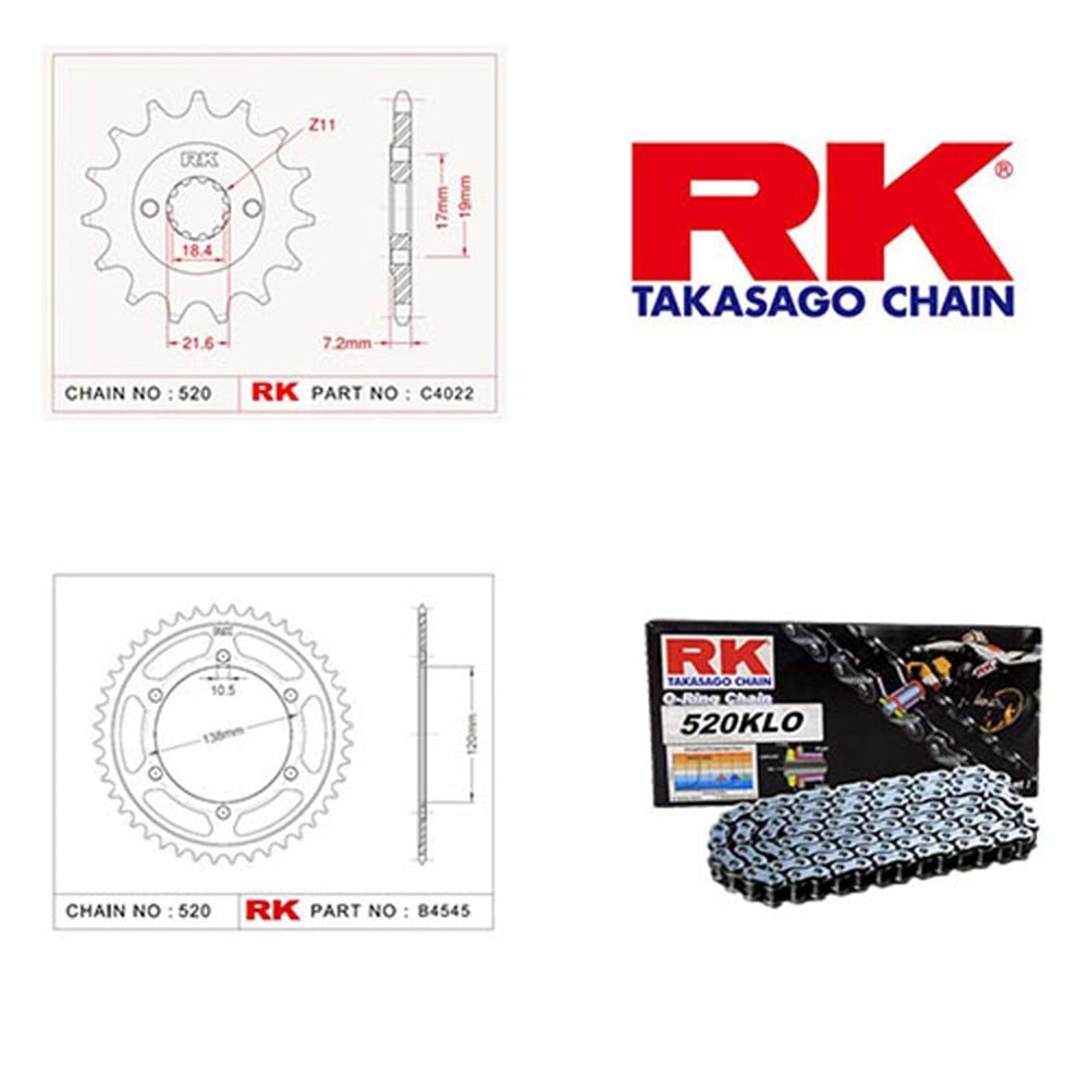 Rk Zincir Dişli Seti Honda Cbr 250 R 14-18, Cbr 250 R Abs 14-18