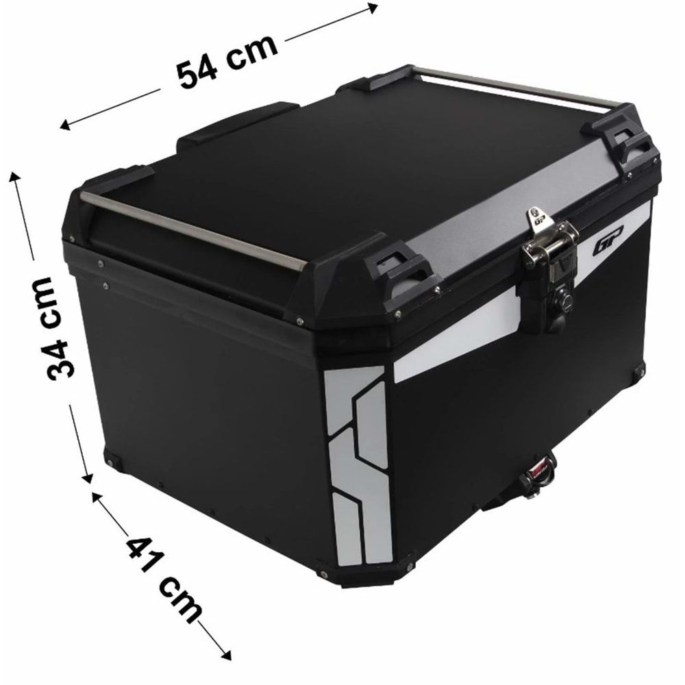 GP Kompozit Universal 75 lt Alüminyum Motosiklet Çantası Siyah