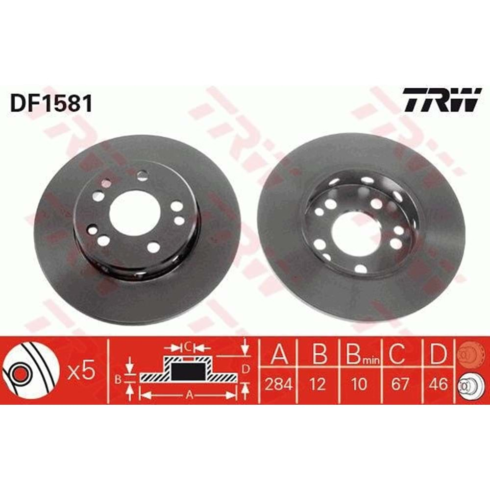 Fren Diski Mercedes 124 Kasa E 200 D Ön - 284 MM - TRW