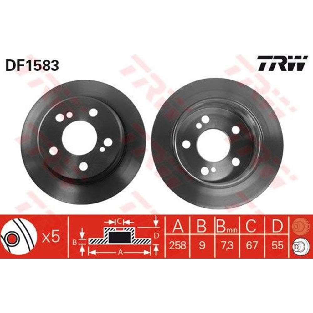 Fren Diski Mercedes 124-201 Kasa Arka - 258 MM- TRW