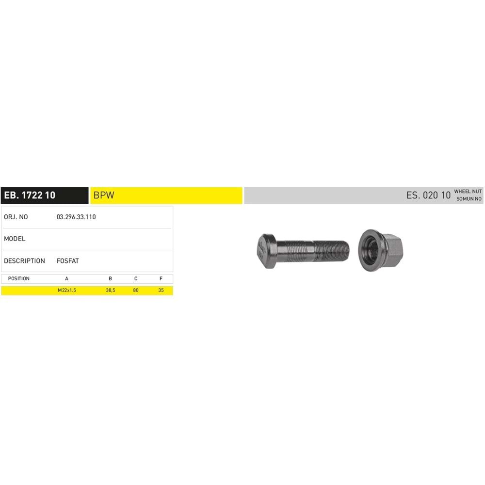 BPW DORSE BİJON DİSK 80 MM - EKER