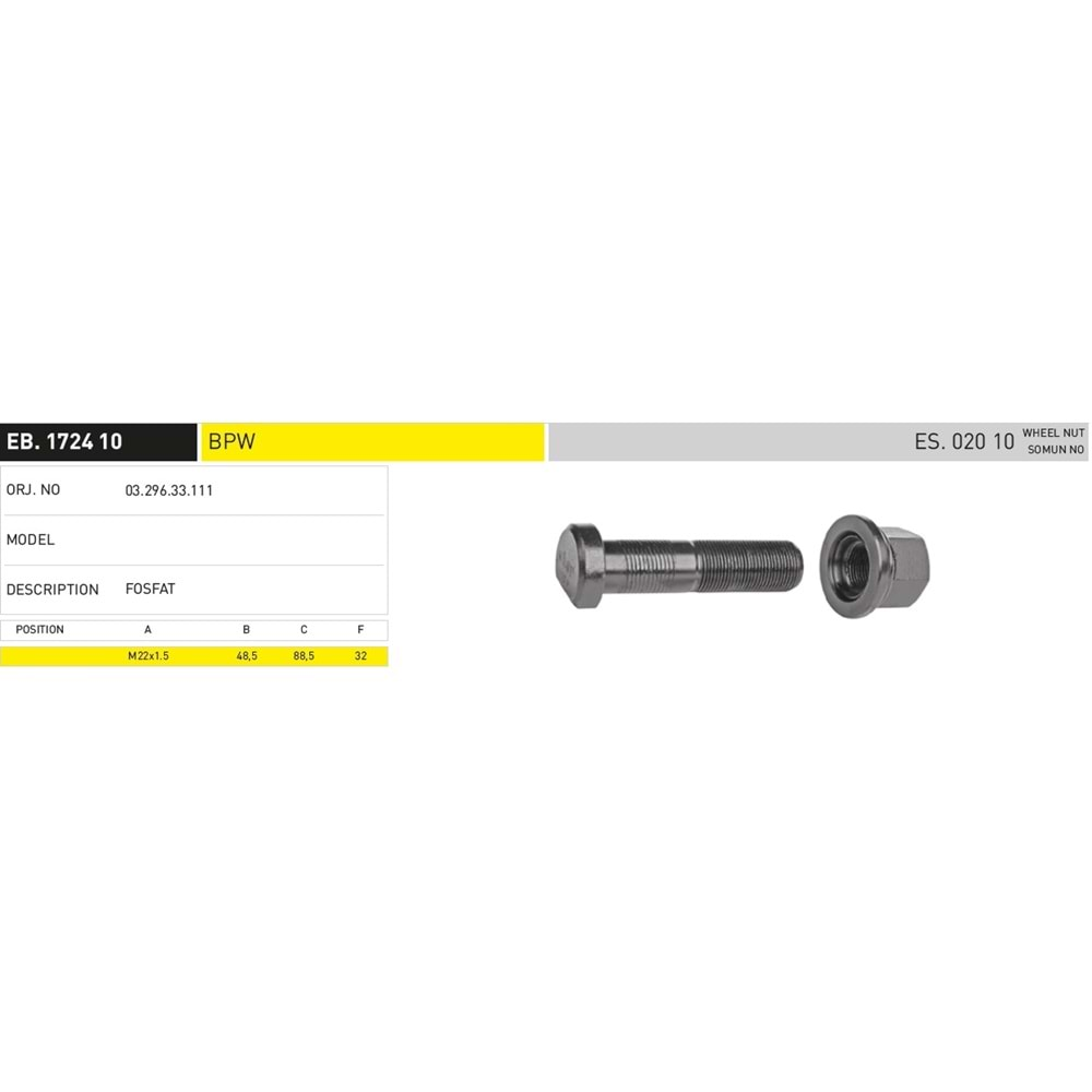 BPW DORSE DİSK BİJON 88,5 MM EKER