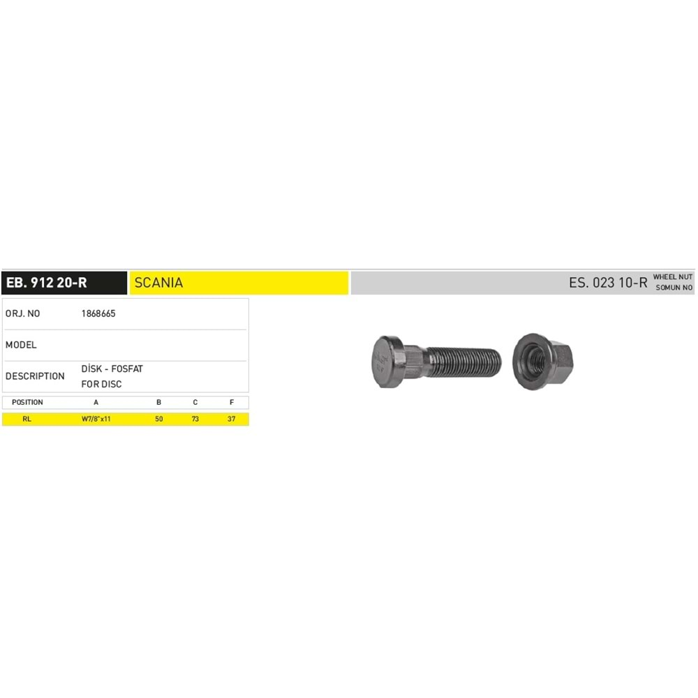 SCANİA ÖN DİSK BİJON 73MM - EKER