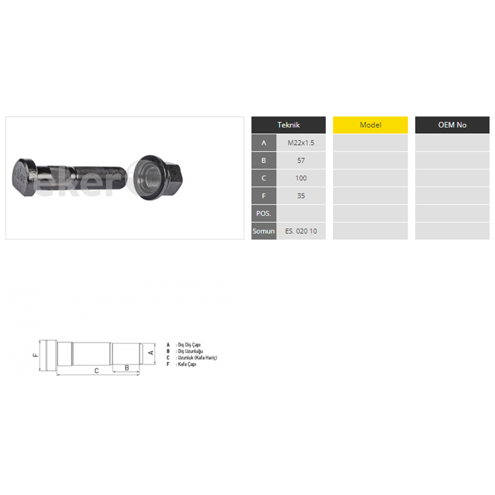 DORSE SERTEL DİNGİL BİJON ORT.FREZE 100 mm - EKERSAN