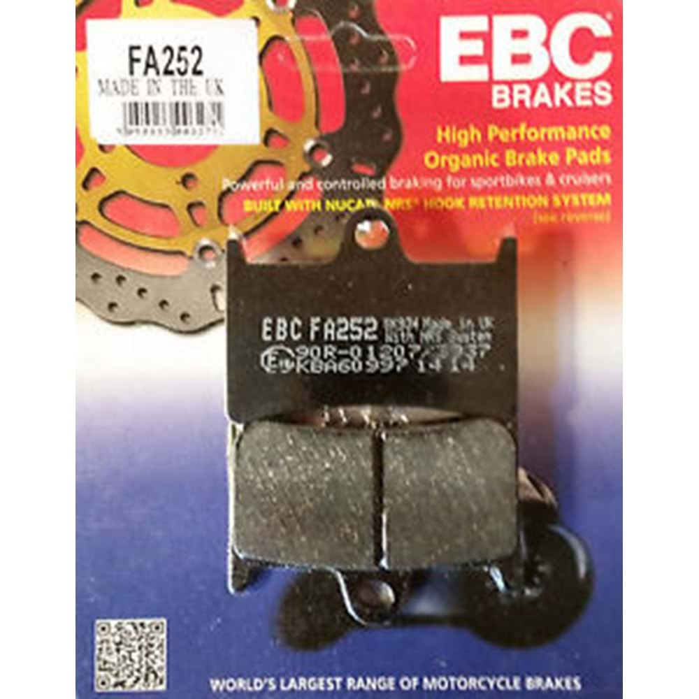 EBC FA252 ORGANİK BALATA ÖN MT07, MT09, YZFR1, FZ1, FZ6, SXR700